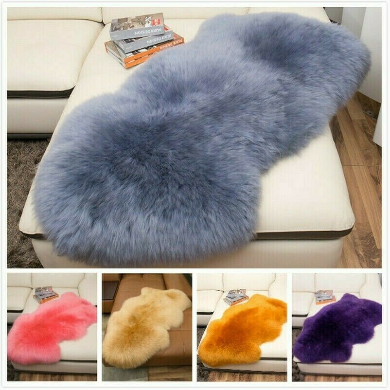 Genuine Sheepskin Fur Area Rug Fluffy Living Room Hairy Carpet 100% Natural