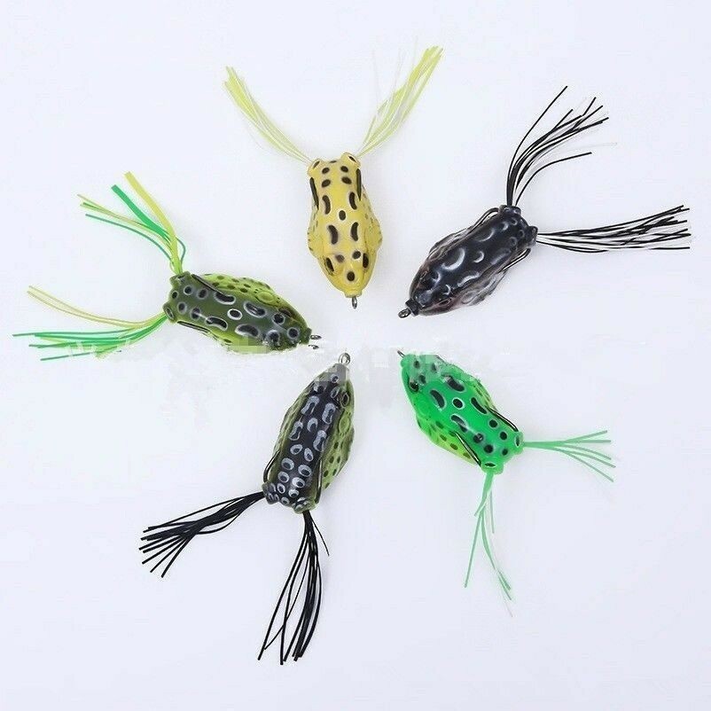 Lot 5PCS Cute Frog Soft Topwater Fishing Lure Crankbait Hooks Bass Bait Tackle
