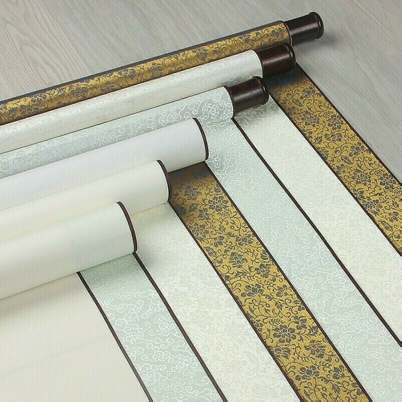 1 X Chinese Vertical Wall Hanging Scrolls Blank Xuan Paper Calligrpahy Tools EAN