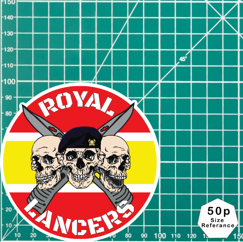 Royal Lancers Waterproof Vinyl Stickers Three Skull Design - Picture 9 of 10