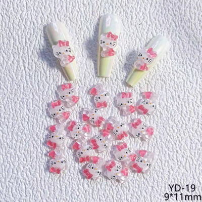 Resin Cartoon Hello Kitty Flatback Nail Art 5Pcs Manicure Decors Charms NS31