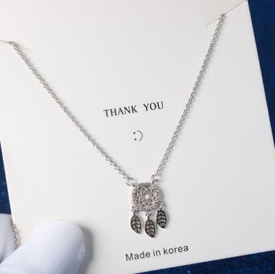 Adorable Silver SP Dreamcatcher Pendant Chain Necklace