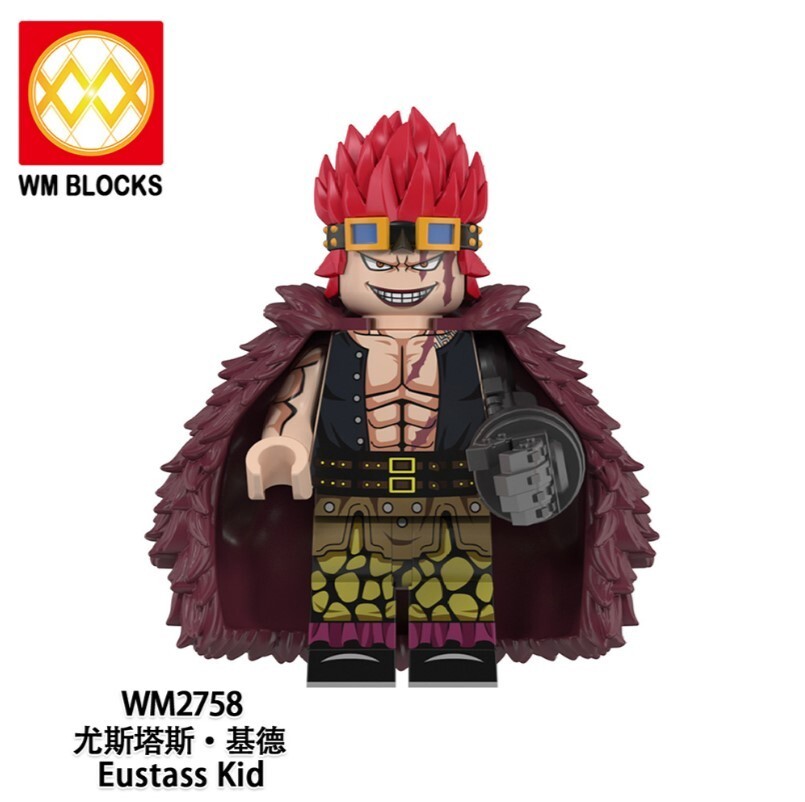 2 inch Custom One Piece Eustass Kid Minifigure with Base and