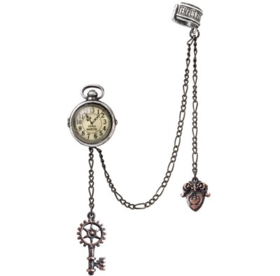 Uncle Albert's Fob Timepiece Steampunk Chain Key Ear Cuff Earring E349 Alchemy