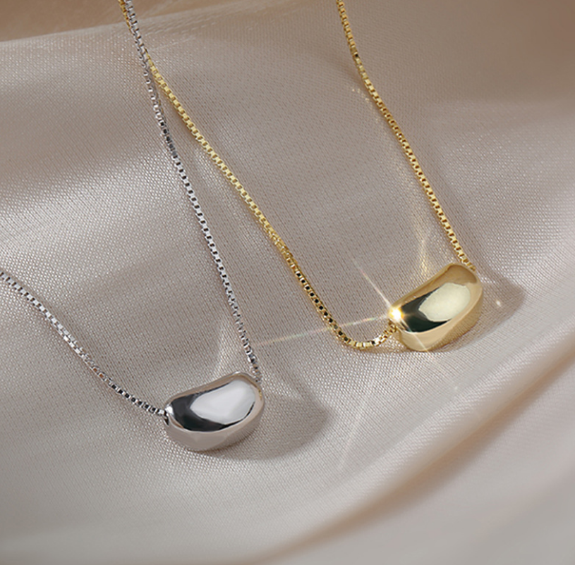 Stainless Steel Lucky Coffee Bean Heart Charm Pendant Necklace Chain Gift PE46