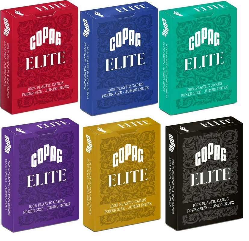 6 Decks Copag Elite 100% Plastic Playing Cards - Poker Size Jumbo Index