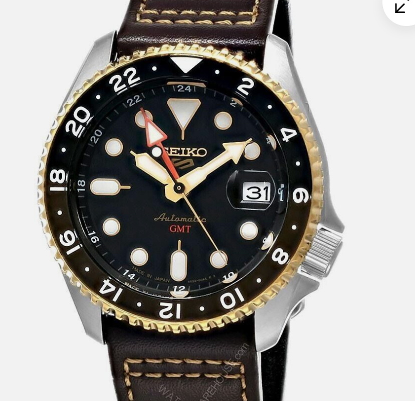 Pre-owned Seiko 5 Five Sports Ssk036 Gmt Automatic Watch Brown Band Made In Japan