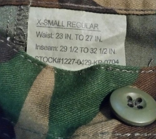 Rothco BDU Pants X-Small Regular Woodland USGI Army NATO W-23-27