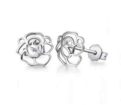 Super Adorable Silver SP Tiny Flower *Rose* Stud Earrings