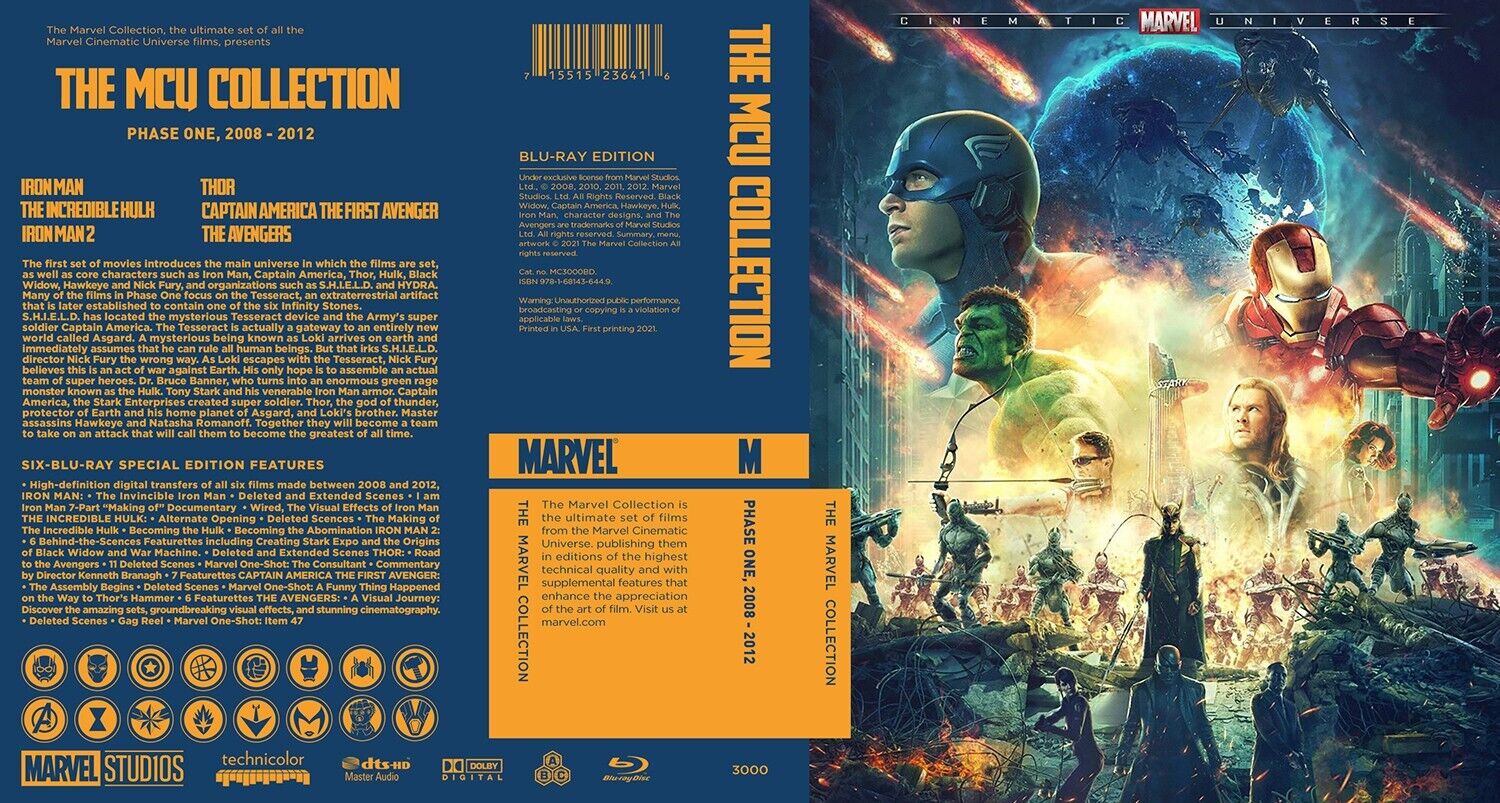 Marvel MCU Collection Phase 1 Blu-ray Cover W/ Case (No Discs) Marvel MCU Collection Phase 1 Blu-ray Cover W/ Case (No Discs)