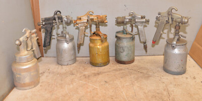 5 vintage auto body paint guns Devilbiss, Binks model 7 & 69, Sprayit tool lot