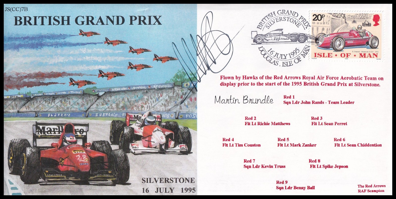 MARTIN BRUNDLE OBE Signed RAF CC7B British Grand Prix Silverstone Flown Cover