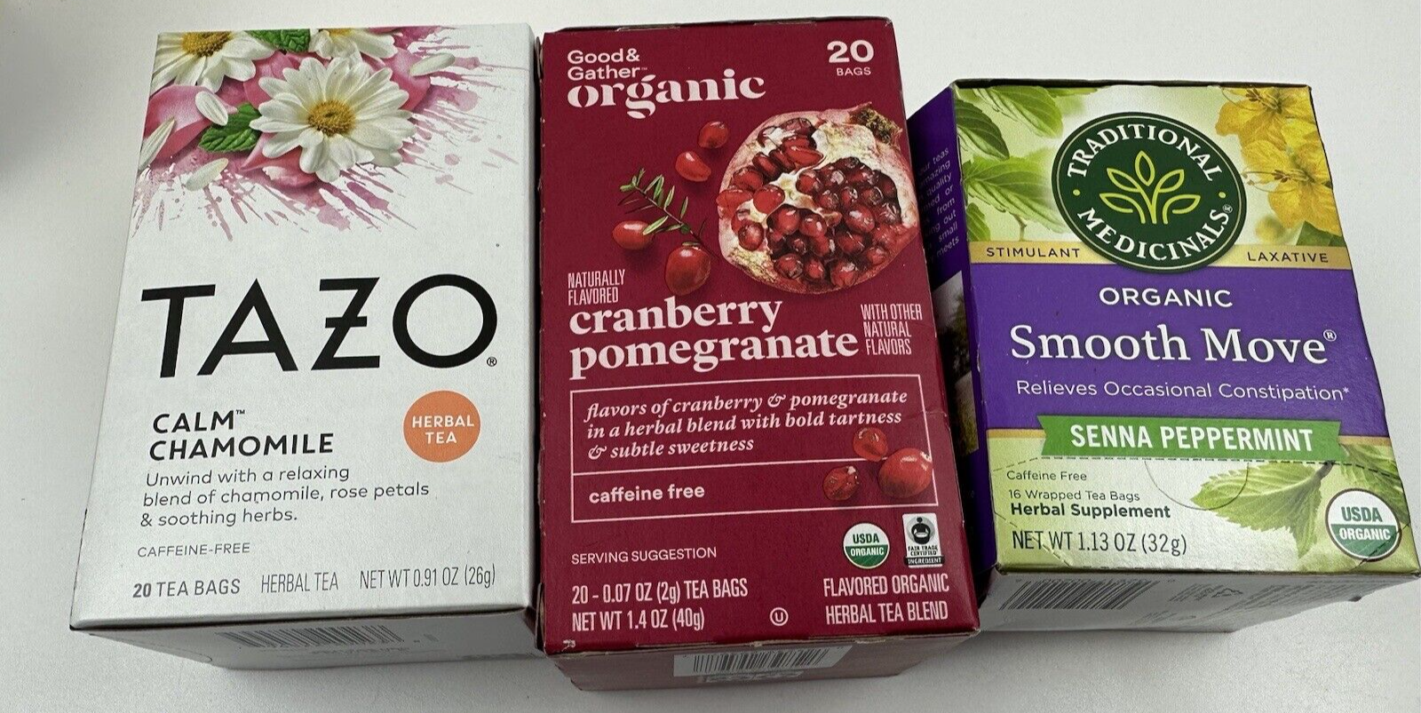 (3) Variety Pack Traditional Medicinals Tazo CHamomile cran 