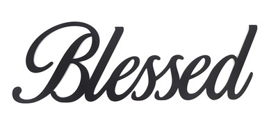 Metal Sign Blessed for Wall Decor - Trendy Hanging Word for Home Interior - D...