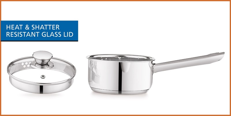Stainless Steel 1-Quart Saucepan with Straining Lid Perfect for Soups