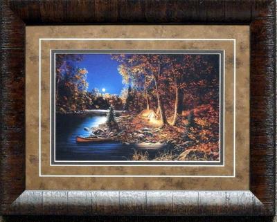 Jim Hansel "Still of the Night" Camping  Art Print-Framed 21 x 17