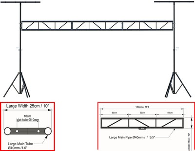 vivStruct 15FT Portable DJ Lighting Truss/Stand T-Bar Tripod Trussing System