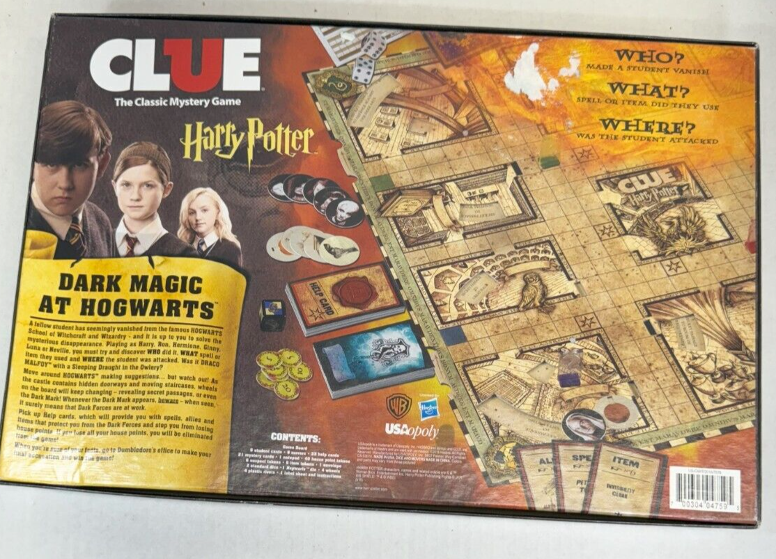 Clue Harry Potter Board Hasbro Game 100% Complete