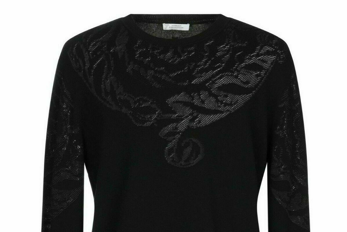 Pre-owned Versace Collection Iconic Logo Knitwear Strickpullover Jumper Pullover Xs In Black