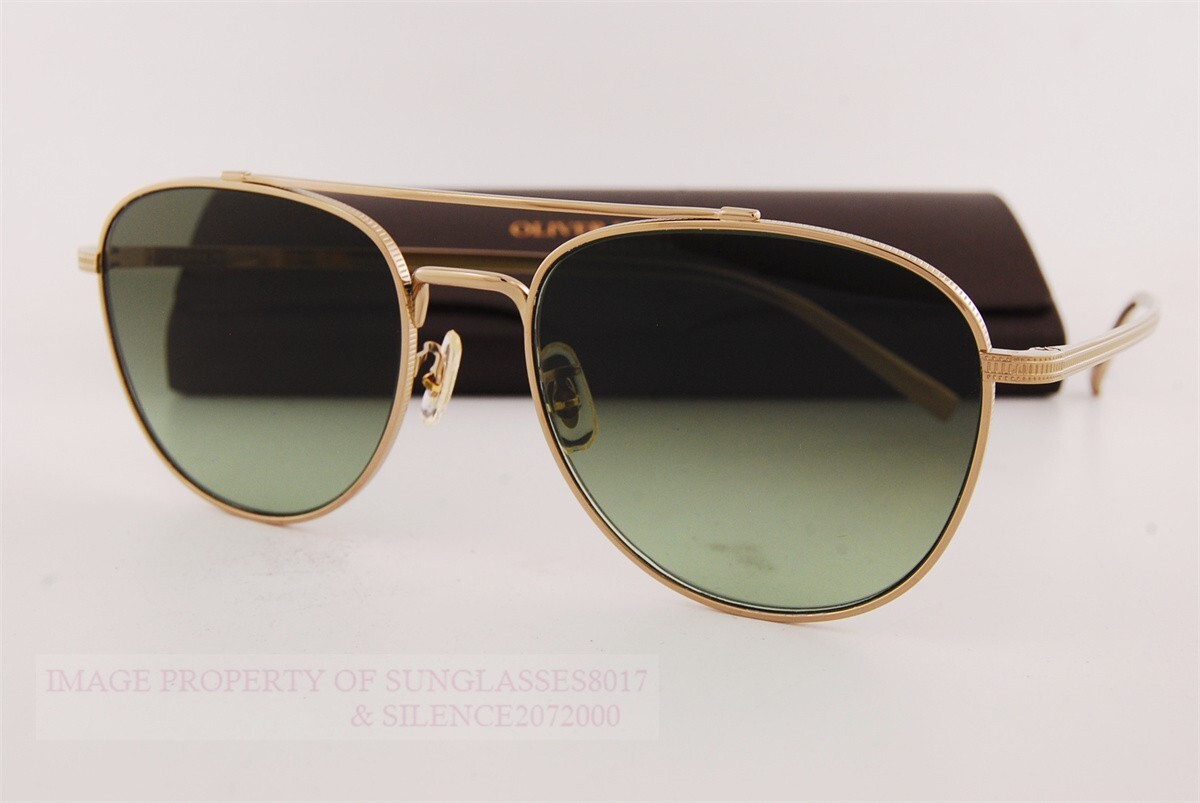 Pre-owned Oliver Peoples Sunglasses Rivetti 1335st 5035bh Gold Titanium/g-15 Gradient In Green