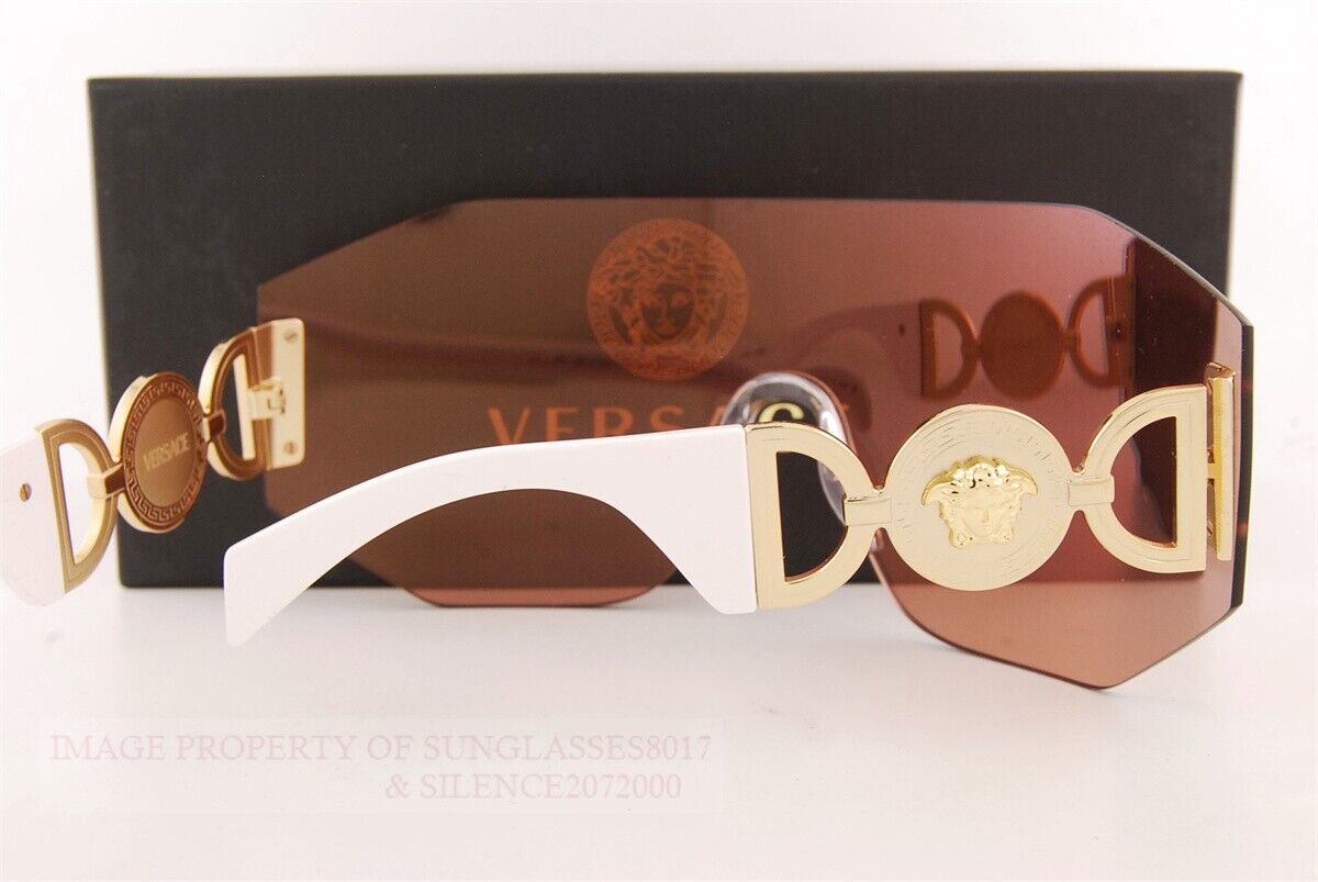 Pre-owned Versace Brand  Sunglasses Ve 2258 1002/7j Gold-white/rose Gold Mirror
