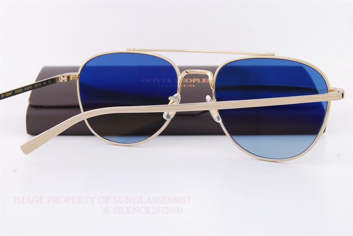 Pre-owned Oliver Peoples Sunglasses Rivetti 1335/st 5035q8 Gold Titanium/blue