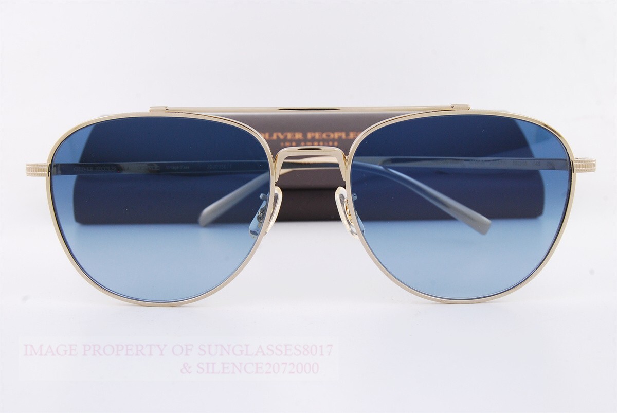 Pre-owned Oliver Peoples Sunglasses Rivetti 1335/st 5035q8 Gold Titanium/blue