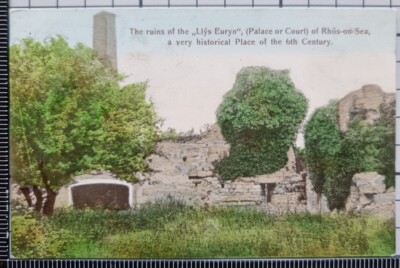 Ancienne Carte Postale Rhos-On-Sea Ruines De Llys Euryn Palace 6TH Siècle