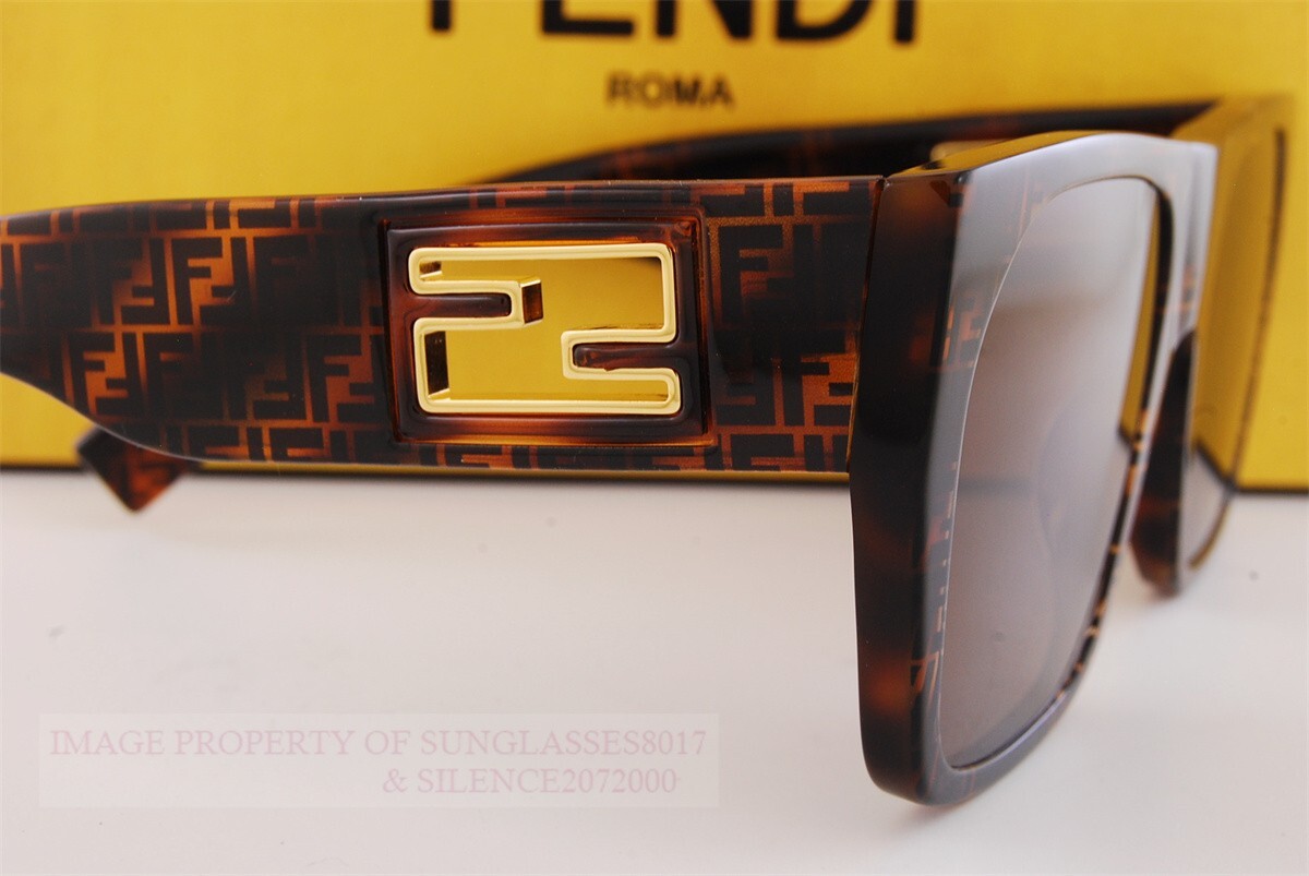 Pre-owned Fendi Brand  Sunglasses Fe 40124i 55e Havanak/dark Brown For Women In Gray