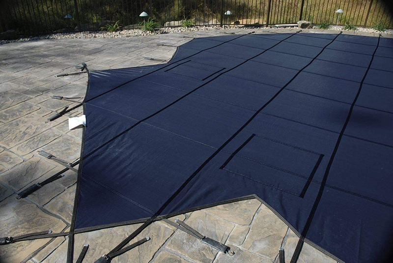 GLI Secur-A-Pool 18 FT X 36 FT Rectangular Mesh Safety Cover System, Blue