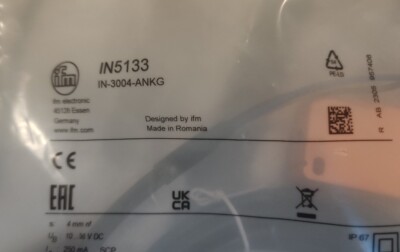 Ifm Electronic IN5133 Inductive Sensor, BRAND NEW!