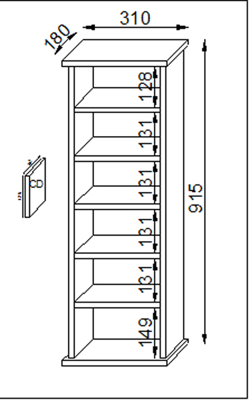 VCM Regal DVD CD Rack Medienregal Medienschrank Aufbewahrung Holzregal