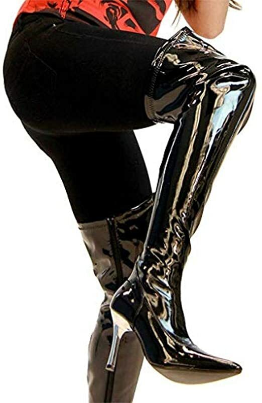 Black Catwoman Woman Sexy Heels Gothic Villain Cosplay Costume Accessory Boots