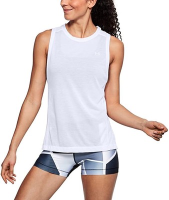 

Женская майка Under Armour Threadborne Muscle Tank, белый (100)/серебристый металлик, большая, White (100)/metallic silver