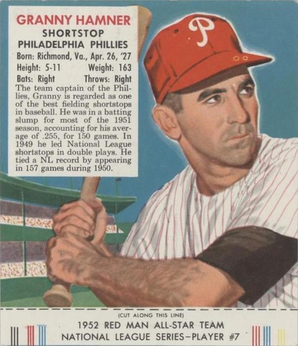 1952 Red Man Tobacco All-Star Team - Granny Hamner #7