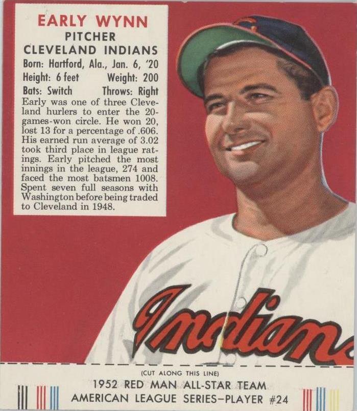 Red Man Tobacco All-Star Team 1952 - Early Wynn #24