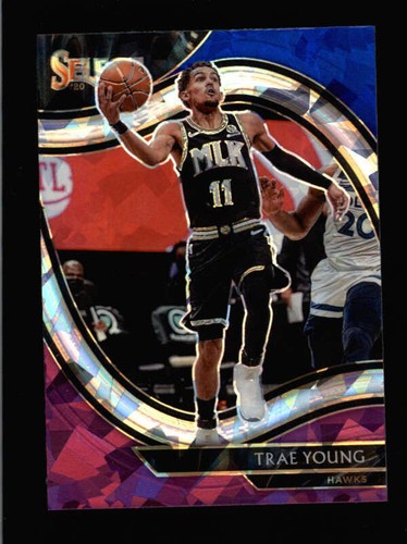 TRAE YOUNG 2020/21 PANINI SELECT #227 BLUE PURPLE CRACKED ICE