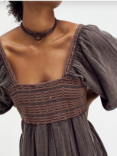 

Мини-платье Free People Easy to Love со сборками, милый романтический костюм Babydoll, Коричневый