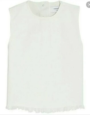MARQUES ALMEIDA X TOPSHOP White Denim Frayed SLASH Signature Size 2 Sleeveless