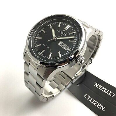 Men s Citizen Automatic Day Date Black Dial Steel Watch NH8400 87E