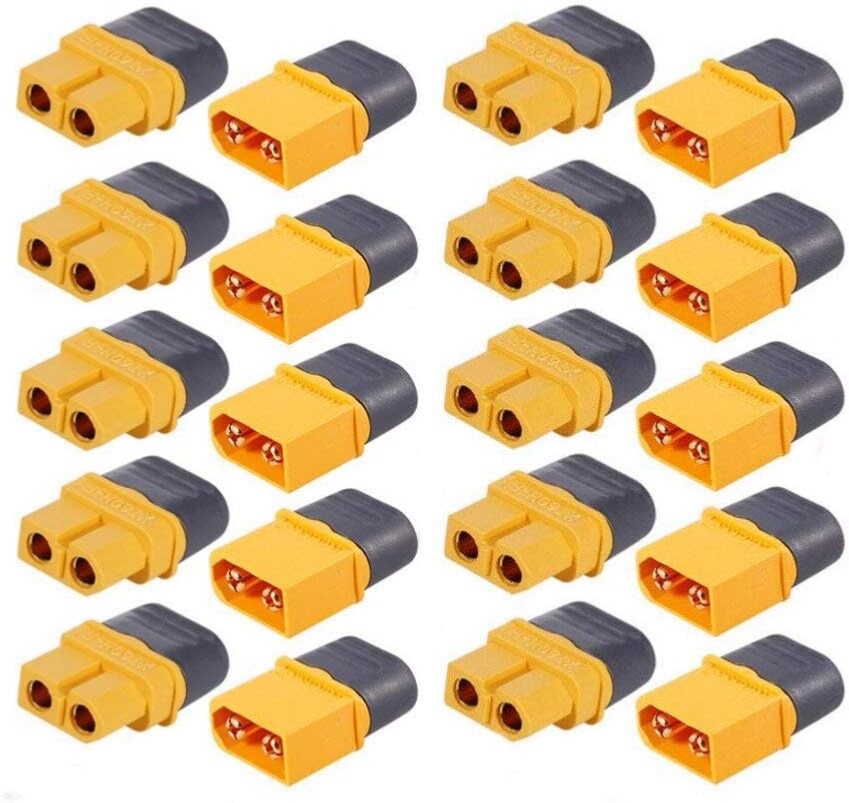 10 pairs Amass XT60H Connector Plug 3.5mm Gold Plated Plug Yellow Lipo W/ Caps