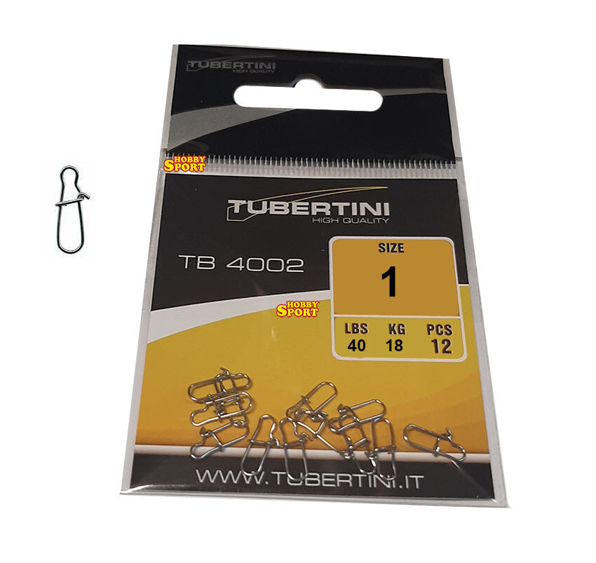 2 BUSTE TB4002 TUBERTINI SUPER SNAP SIZE 1 MOSCHETTONE ULTRA LIGHT SPINNING 18 K