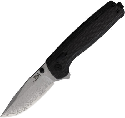 Sog Terminus XR Lock Carbon Fiber & G10 Folding Damascus Pocket Knife