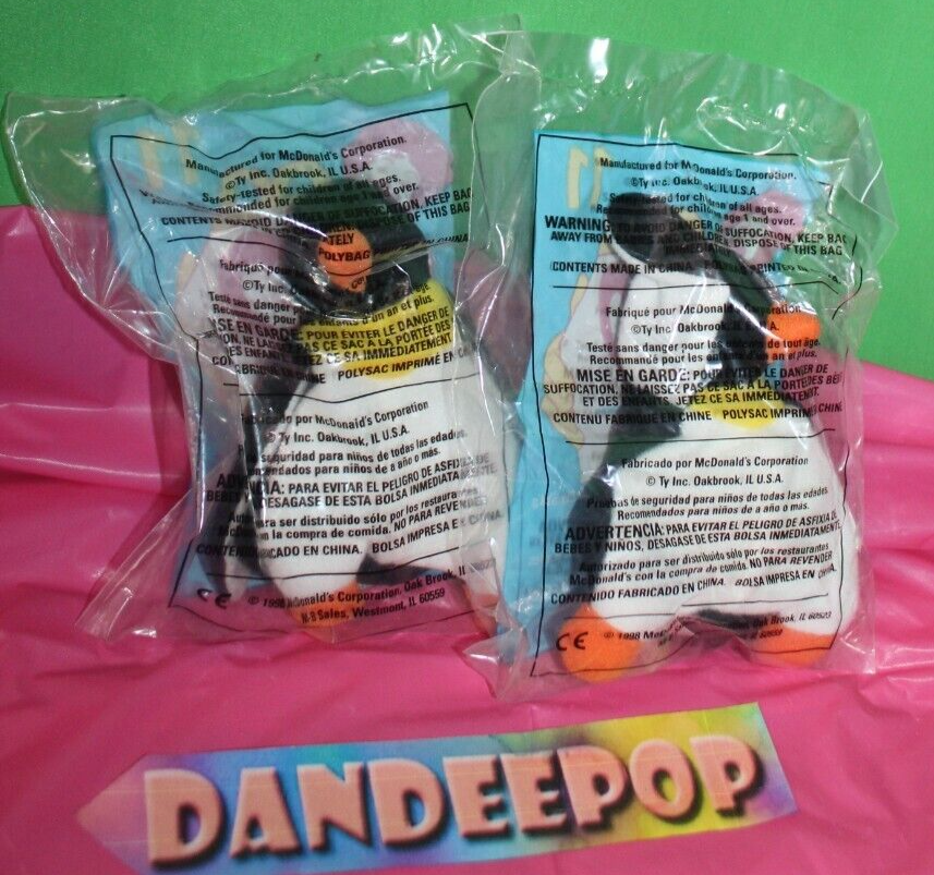 Pair Of Ty Teenie Beanie Babies McDonald's Happy Meal Toys Waddle Penguin 11 98