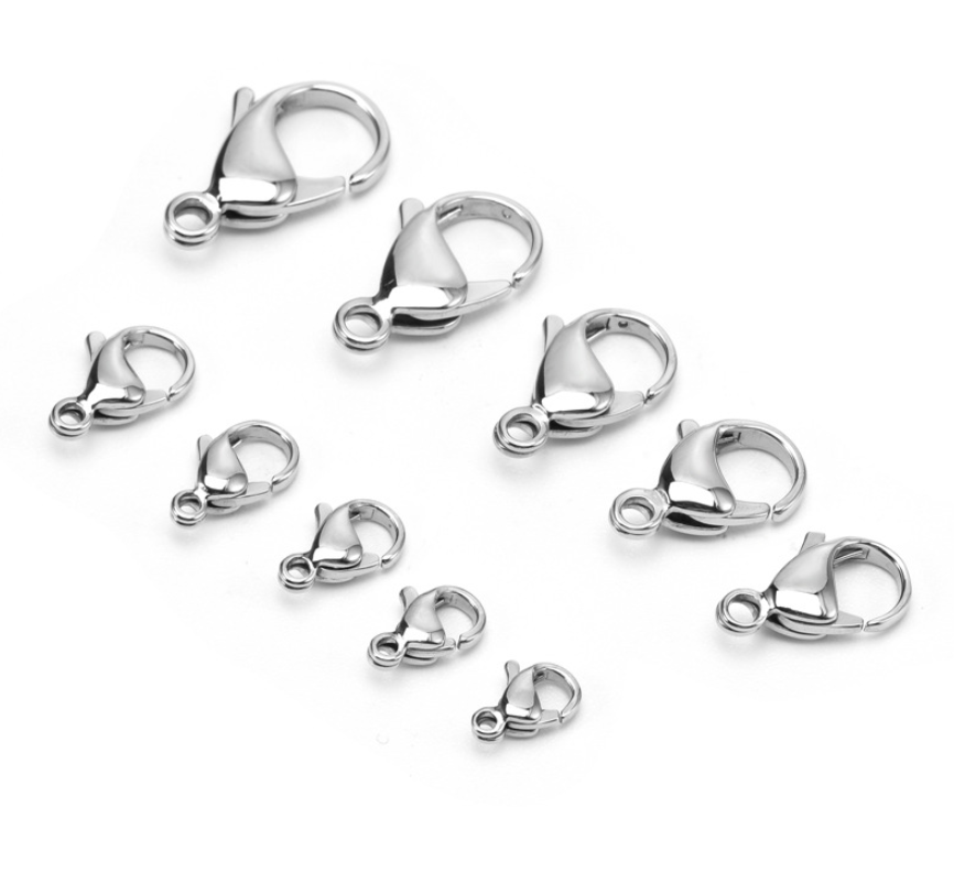 5pcs 316L Stainless Steel Lobster Clasp Hook Claw Clasp Findings 10/12/15mm TH3