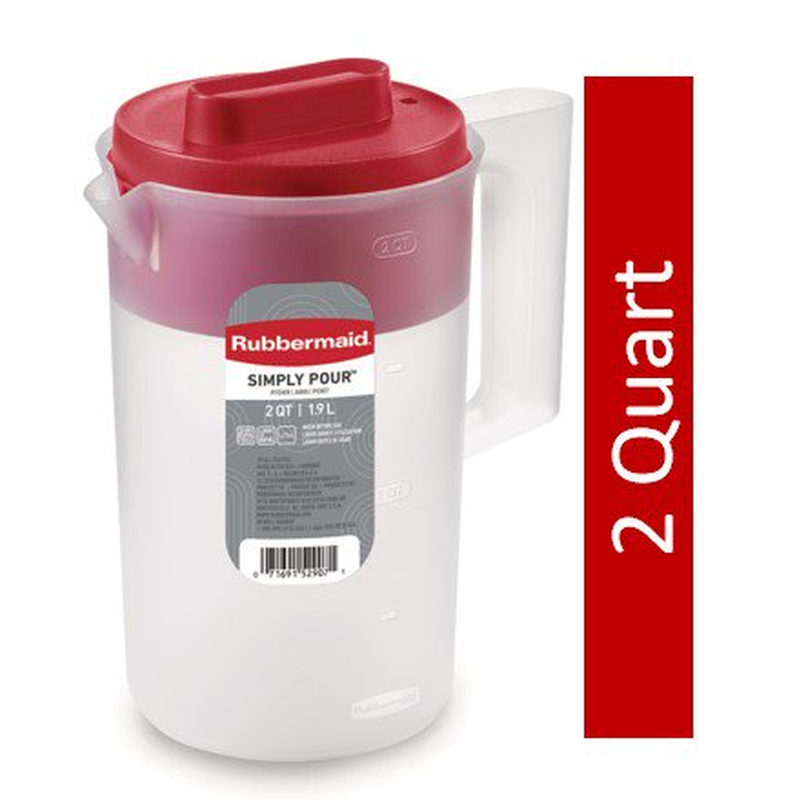 1 Gallon 1 Pack Red Plastic Simply Pour Pitcher Multifunction Lid By Rubbermaid