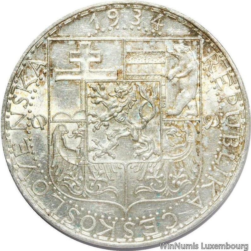 F4938 Czechoslovakia 20 Korun Jaroslav Horejc 1934 Silver Au Unc -> Make Offer