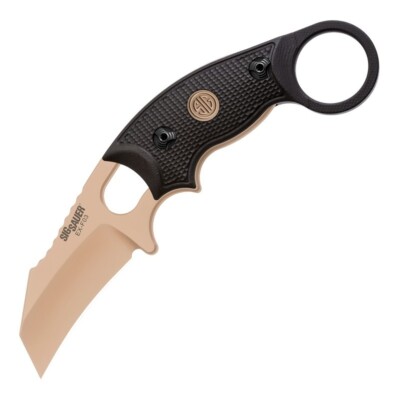 Sig Knives by Hogue EX-F03 2.25'' Hawkbill FDE 154CM G10 Black Scales 37320