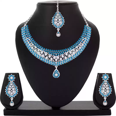 Atasi International Alloy Rhodium Jewel Set Blue Silver eBay