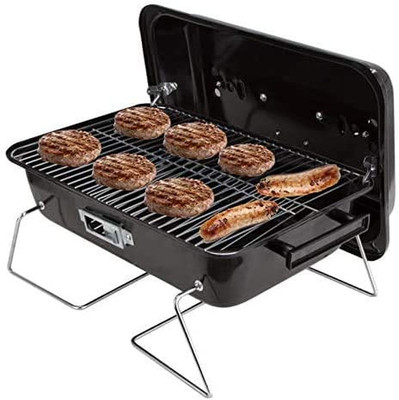 Omaha Go Anywhere Portable Charcoal Grill with Lid - Mini Table Top Grill for Ca